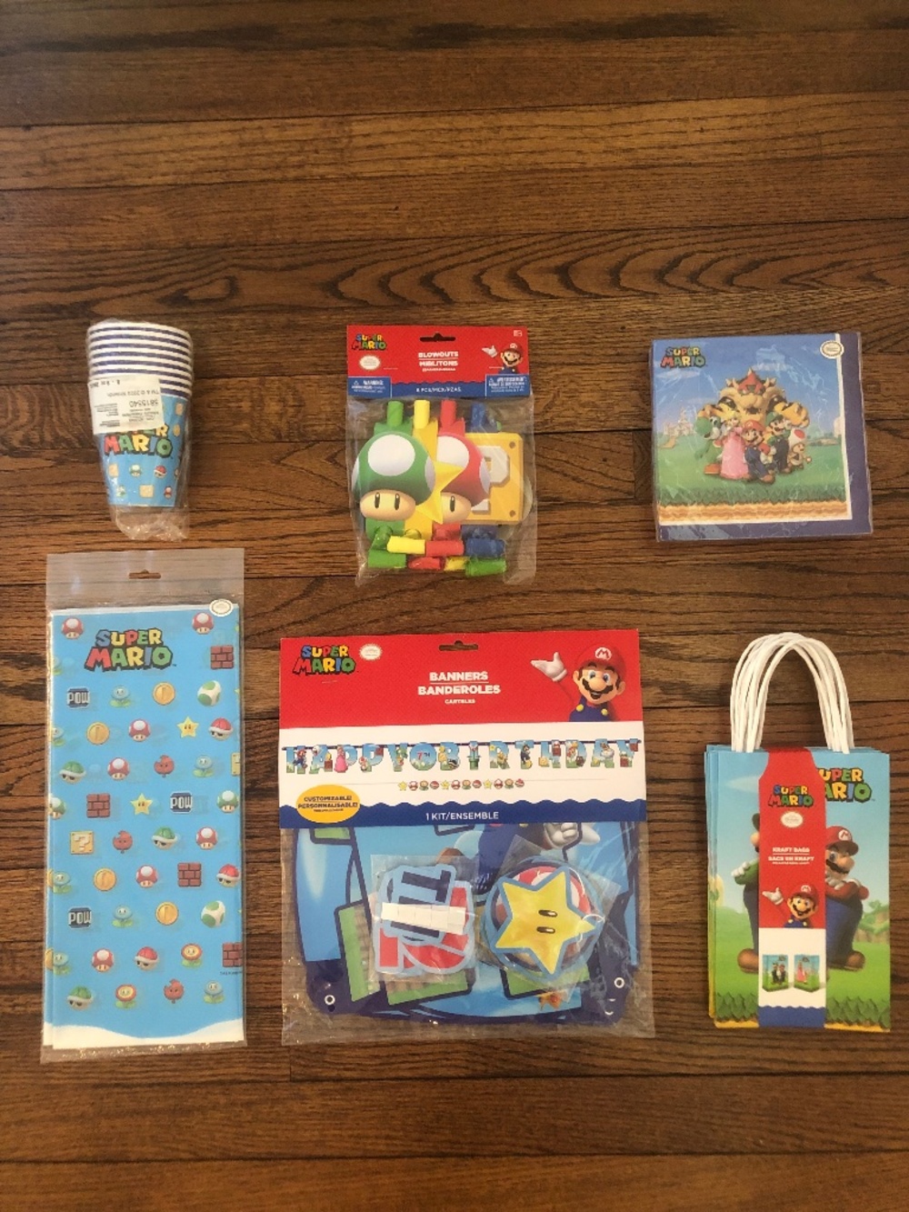 NWT Super Mario Birthday Party Items, 6 piece lot